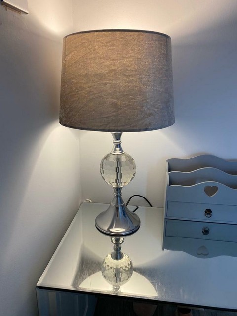 grey crushed velvet table lamp